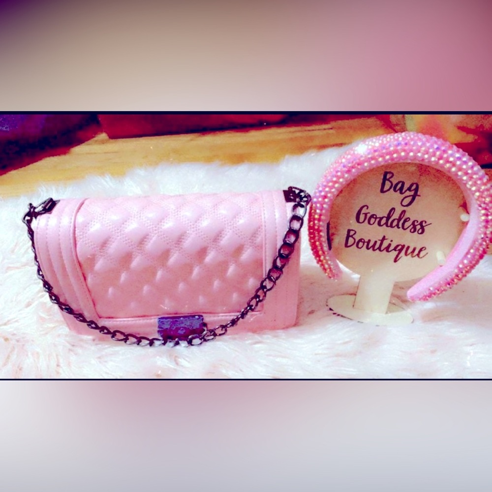 Handbag with headband set pink